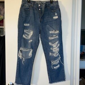 90s Boyfriend Ripped Jeans sz 15 All Button Relaxed Vanilla Star